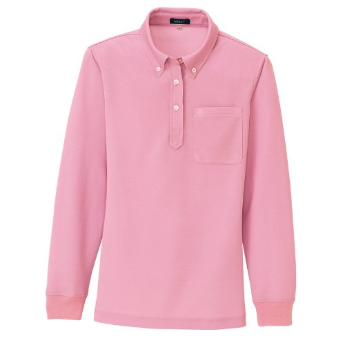 アイトス 吸汗速乾 長袖ボタンダウンポロシャツ [消臭機能] #AZ-10598 ピンク 5号