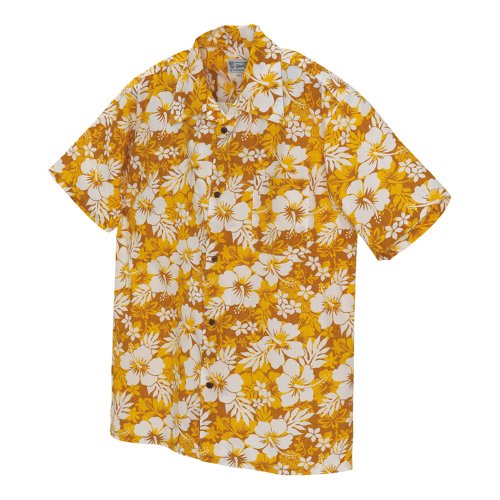 アイトス 大きいサイズ(3L) アロハシャツ(ハイビスカス)(男女兼用) 019/イエロー AZ-56102