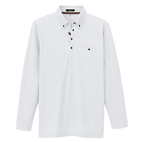 秋冬物 アイトス 部屋干しボタンダウン長袖ポロシャツ(男女兼用) AZ-7665 001ホワイト SS