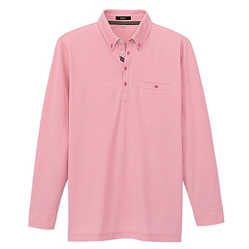 秋冬物 アイトス　部屋干しボタンダウン長袖ポロシャツ(男女兼用) AZ-7665 160ピンク L