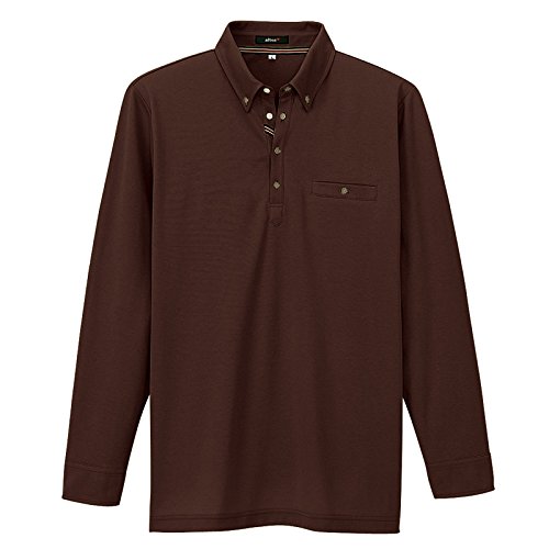 秋冬物 アイトス　部屋干しボタンダウン長袖ポロシャツ(男女兼用) AZ-7665 022ブラウン L
