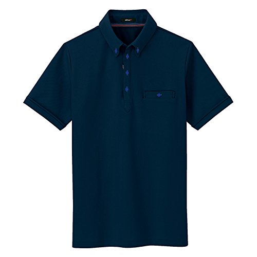 春夏用　アイトス　部屋干しボタンダウン半袖ポロシャツ　AZ-7667　008　ネイビー　サイズLL