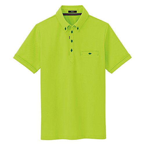 春夏用　アイトス　部屋干しボタンダウン半袖ポロシャツ　AZ-7667　016　ライム　サイズLL
