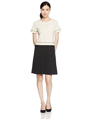 (キャララ) Calala バイカラーパイピング入りワンピース【透防止/制電/ストレッチ】医療白衣CL-0202 CL0202 C-7 ベージュ 7号