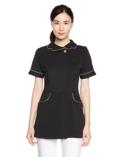 (キャララ) Calala 前開きストレッチ襟付チュニック【透防止/制電/ストレッチ】医療白衣CL-0242 CL-0242 C-10 ブラック 5号