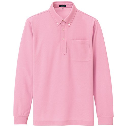 アジト 吸汗速乾長袖BDポロ ピンク 10598 M