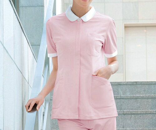 チュニックL 2002CR-3(ピンクXホワイト)