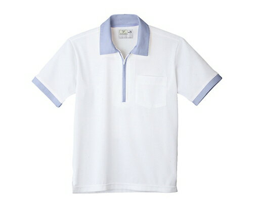 キラク　ニットシャツ 3L CR125-02(ホワイトXブルー)