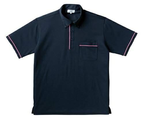 キラク ニットシャツ LL CR144-16(ネイビーXピンク)