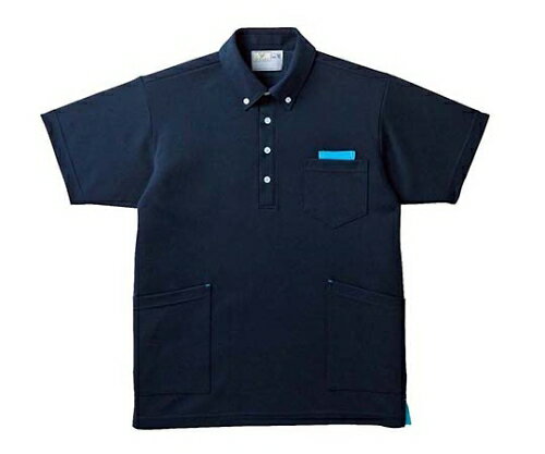 キラク ニットシャツ LL CR156-75(ネイビーXサックス)