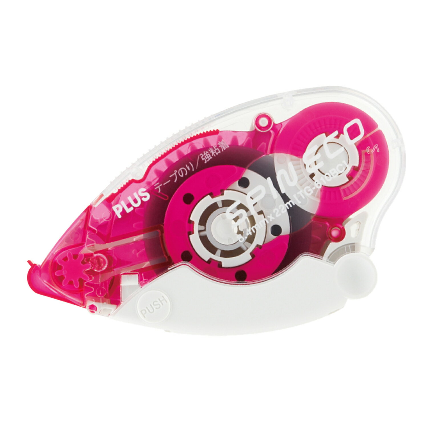 【PLUS】 テープのり SPIN ECO スピンエコ 強粘着 (22m) ピンク TG-610BC(37586) プラス