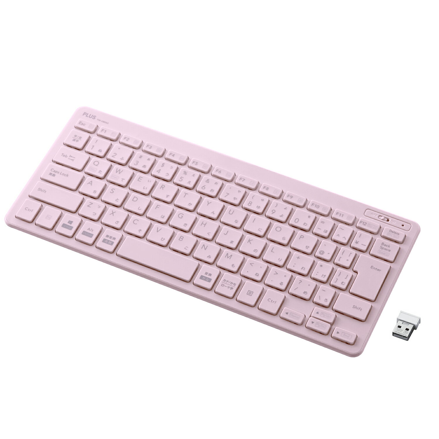 【PLUS】 薄・ミニ ワイヤレスキーボード パンタグラフ式 ピンク TW-KB002(428855) プラス