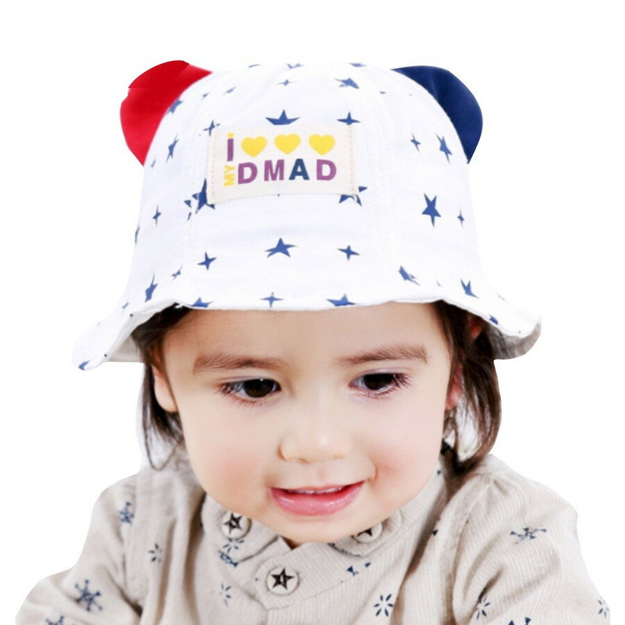 【Anjelly】ベビー キッズ 帽子 幼児用 つば付きハット 星柄 かわいい 耳付き 日差し対策 日よけに