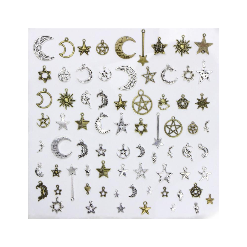 スター ムーン チャーム セット 大容量 約100g ペンダント アクセサリー パーツ 飾り ハンドメイド 手..