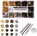 カシメ スナップボタン 打ち具 セット レザークラフト工具 ホック打ち DIY パーツ 12mm 120ピース入