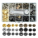 カシメ スナップボタン 打ち具 セット 6色 120個 レザークラフト工具 ホック打ち DIY パーツ 12mm