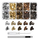 シカゴスクリュー 6mm 4色 100組セット ネジ式 穴あけポンチ ミニドライバー付き レザークラフト DIYパーツ