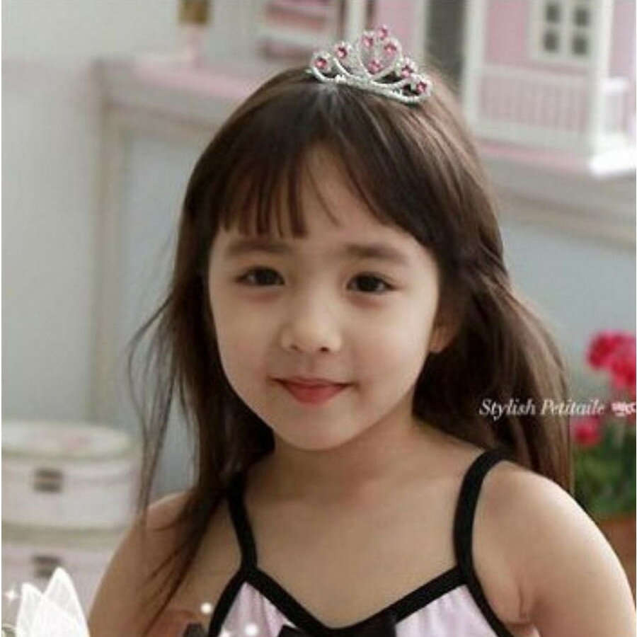 子供衣装ピンクダイヤが揺れるティアラカチューシャ髪飾りプリンセスタイプ結婚式舞台ドレス
