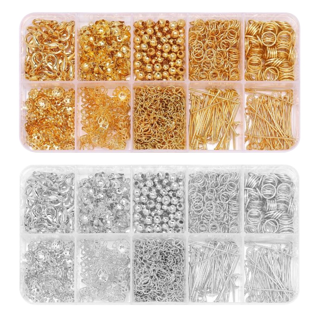 アクセサリー金具 822個セット カニカン マルカン 9ピン ボールチップ つぶし玉 専用ケース付き DIY 手芸 手作りアクセサリー 基礎パーツのサムネイル