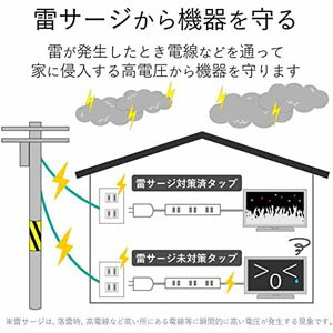 【ポイント5倍!】電源タップ 雷ガード 個別スイッチ ほこりシャッター付 6個口 2.5m ブラック T-K6A-2625BK 電源 複数電源 電気 充電 通電 電化製品 電気製品 テレビ パソコン