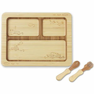 【クーポン有】海 プレートセット 食器セット ベビー キッズ 赤ちゃん 離乳食 セット プレート フォーク スプーン 木製 食べやすい 食事 食べ物 盛り付け 子供