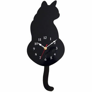 しっぽが動く ねこ 振り子時計 おしゃれ 時計 壁掛け 動物 猫 木製 クロック 可愛い かわいい GD-HURIKOTK-BK 壁掛け時計 掛け時計 キュート 振り子