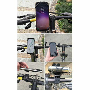 送料無料 自転車 バイク iphone スマホ ホルダー 取り外し可能 最新の 自転車スマートフォンホルダー ロードバイク スマホ固定 360度回転 角度調整 脱落防止 ブラック