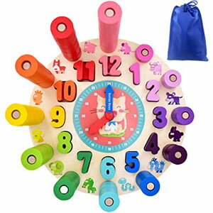 モンテッソーリ 時計 おもちゃ 鐘 時間学習 積み木 パズル 子供 知育玩具 セット 数字や時間のパズル クロック教具 カラー認識 時間認識 誕生日のプレゼント