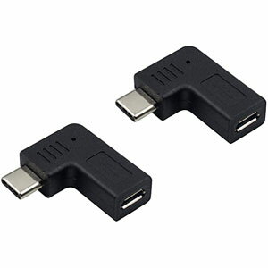 Micro USB to USB Type C 変換 アダプタ，2個 90度角度付き L字型 マイクロUSB メス to タイプ-C オス 側向き 左向き/右向き 高速充電 + データー転送 Type C