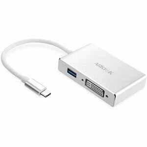 【最大600円OFFクーポン5/16迄】倍USB C → HDMI DVI VGA 4-in-1アダプタ タイプC オス マルチ ビデオ コンバータ、USB 3.0 メス ポート MacBook Pro 2018/2017 MacBook Air アルミ ケース 銀色