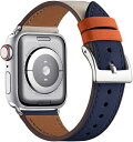 【GW中クーポン配布】コンパチブル Apple Watch バンド 本革レザー SE Series 7 6 5 4 3 2 1 Sport Edition向けのバンド交換ストラップ コンパチブル アップルウォッチ バンド 42 44 45mm バンド シルバー 四角い バックル