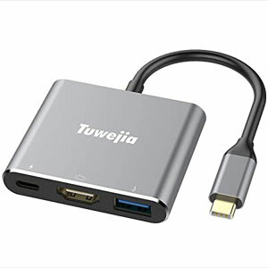 【最大600円OFFクーポン5/16迄】倍USB Type c HDMI アダプタ Tuwejia usb タイプc 4K 解像度 hdmiポート+USB 3.0高速ポート+USBタイプC高速PD充電ポート 3-in-1 変換 アダプタ スペースグレイ