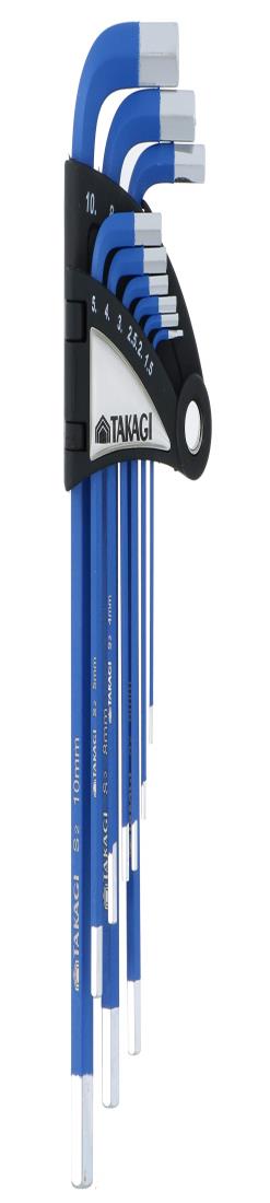 高儀(Takagi) HANDIWORK カラーコーティング 六角棒レンチ 青 9本組 No.100