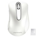 memzuoix 2.4Gワイヤレスマウス、USBレシーバー付きポータブルモバイルコードレスマウス、人間工学に基づいたコンピューターラップ、デスク、Mac、PC、5ボタン用のワイヤレスマウス 白(2)
