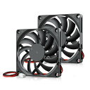 GDSTIME 2連 80mmx10mm 薄い 12V DC 軸流 換気扇 冷却器 空冷冷却 ファン ガード 薄型 ケースファン 2PIN
