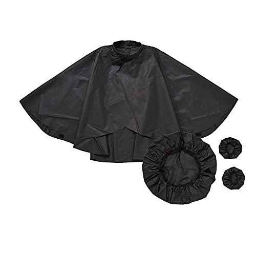 アイメディア 毛染めケープ 3点セット 散髪 ケープ キャップ 耳キャップ カラーリング ヘアカラー 白髪染め 毛染め 液はね防止 汚れ カバー カラー セルフ ヘアケープ 使い回し 着脱簡単 自宅 レディース メンズ