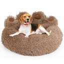CHMKSTC ペットベッド 犬ベッド 猫ベッド クッション 犬用 ペットマット 冬 寝床 ふわふわ もこもこ 丸型 暖かい 柔らかい ふんわり ぐっすり眠る モチモチPP綿 滑り止め あごのせ 可愛い設計 寒さ対策 洗濯可能 圧縮梱包 小型犬用 猫犬兼用 カーキ Mサイズ 直径50cm