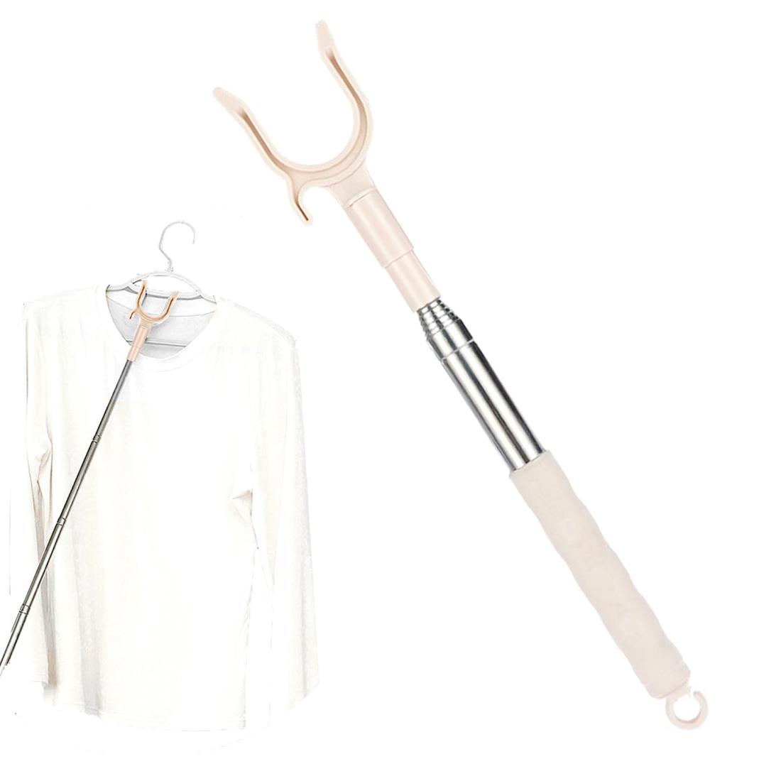 竿上げ棒 物干し竿 伸縮式 竿上げ 洗濯 竿あげ 伸縮式 コートハンガースーツハンガー 調節可能 軽量 洗濯 竿上げ 延長クローゼットフックポール上の棚 天井 ...