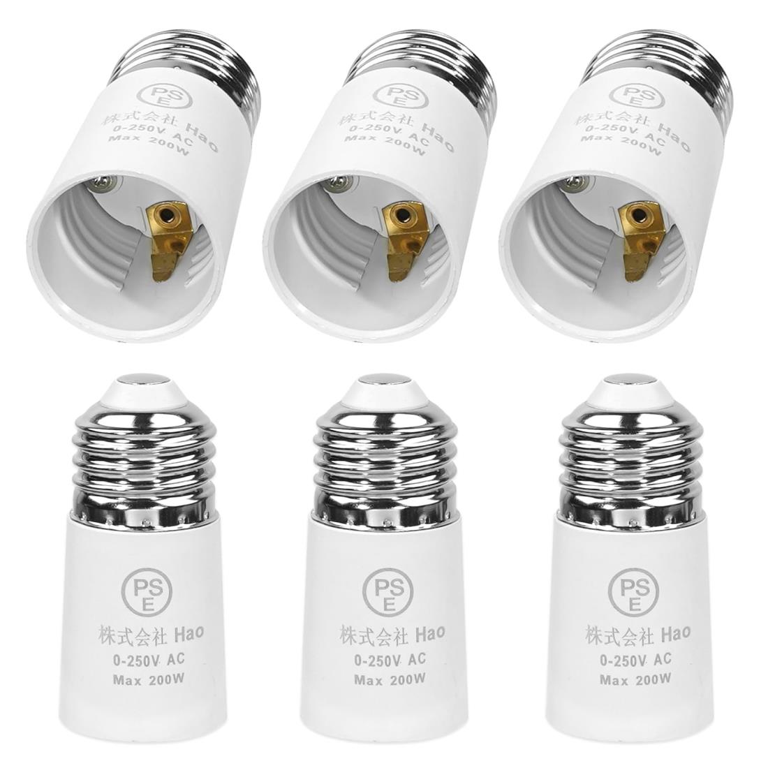Pispoer E26E26 E26口金延長アダプター E26 延長ソケット 銅リングの代わりにプラスチックリング+真鍮シートを用いて、 約4CM延長する PA難燃性材料 6個セット