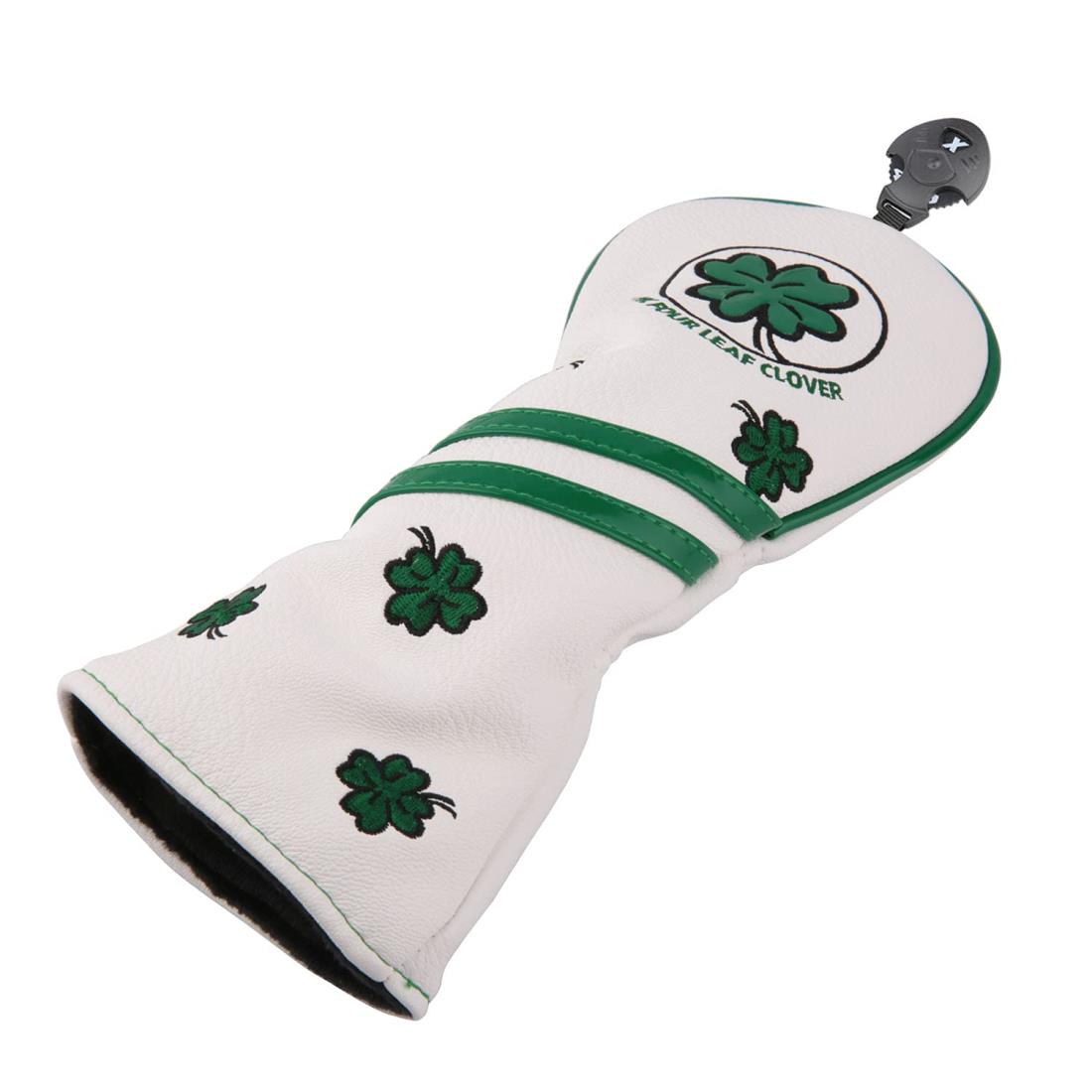 四葉のクローバー ゴルフヘッドカバー3点セット/ ドライバーDR用用カバー/ウッド用 FW/ユーティリティ用 UT 白 単品1個販売/3点セット ホワイト (ユ...