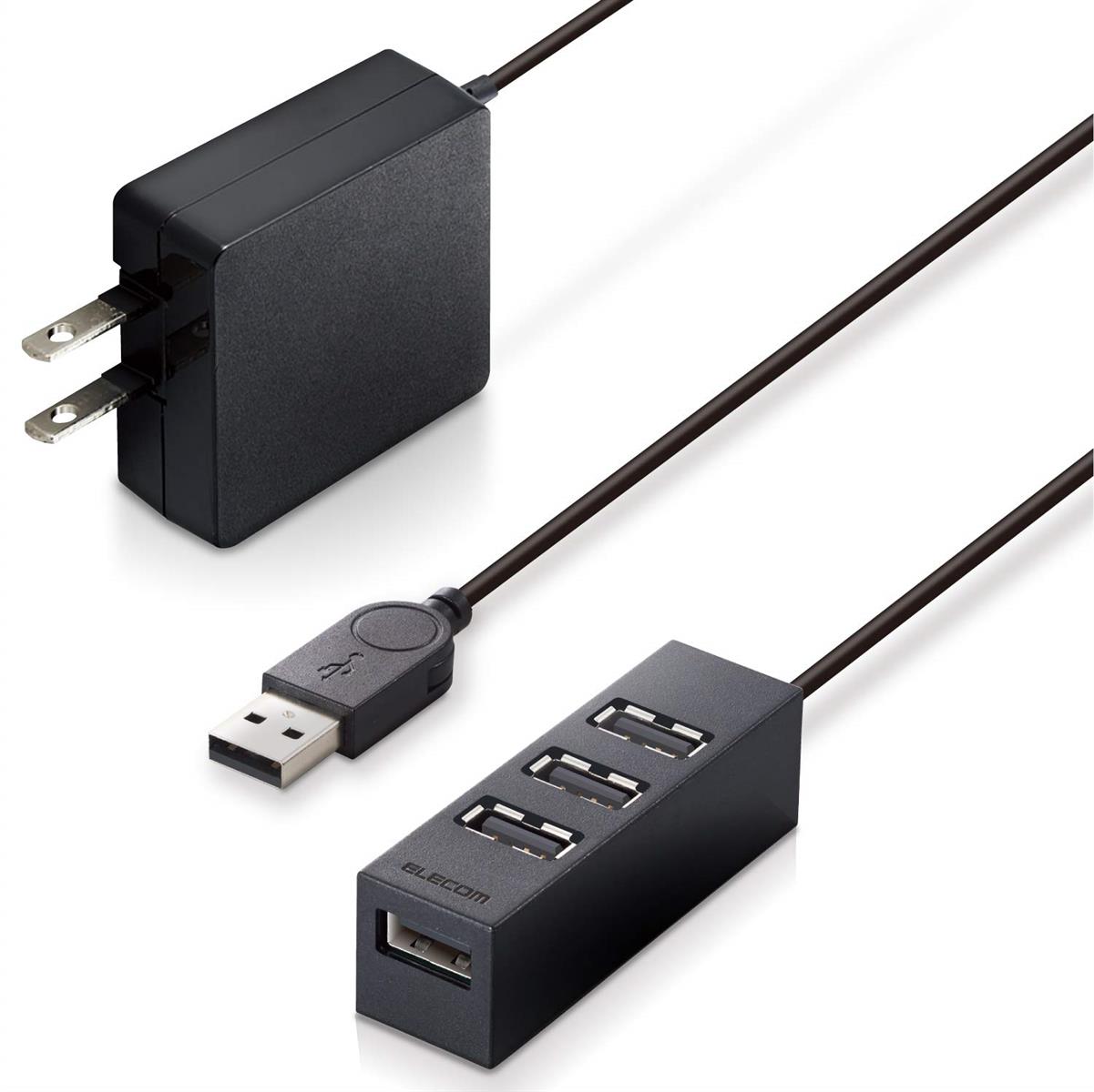 エレコム USBハブ 2.0 セルフパワー 4ポート 機能主義 1m MacBook/Surface Pro/Chromebook他 ノートPC ..