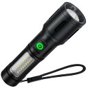 懐中電灯 【2025 最新の強化版】ハンドヘルドトーチ ledライト 白色と赤色COB作業灯/ 6モード調光/最大照射距離300m/ 大容量電池 Type-C充...