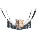 YFFSFDC 猫 ハンモック ベット 冬夏両用 両面使用 ペット ねこ ベッド 猫のハンモック 取り付け簡単 58cm x 48cm ネイビー (L)