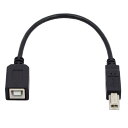 cablecc Type B オス USB 2.0 - メス延長ケーブル ブラック プリンター スキャナー ディスク 20cm(2)