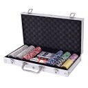 COSTWAY ポーカーセット 数字入り 300枚チップ ポーカーチップ カジノチップ テーブルゲーム カジノセット シルバーケース