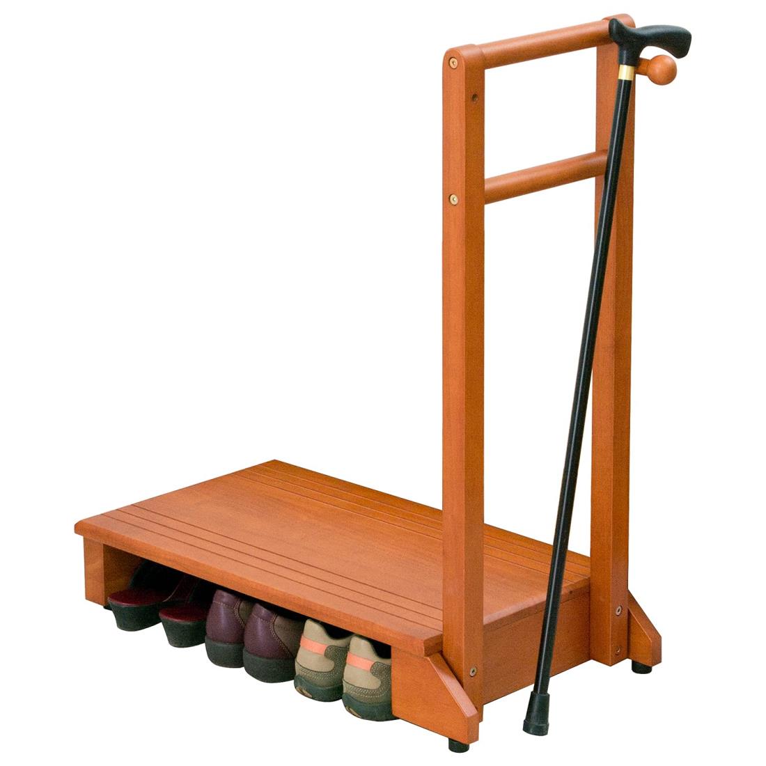 萩原(Hagihara) 玄関踏み台 玄関台 手すり付き踏み台 手すり台 スリム 【安心の耐荷重100kg】 ひざ 腰 ..