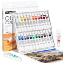 LIGHTWISH 油絵の具 学習油絵セット 24色 x 12ml キャンバス絵画用の豊富な顔料油ベースの絵の具、初心者、学生、大人向けの非毒性の油絵用品