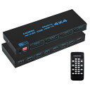 4K@60Hz 4KHDR HDMIマトリックス スイッチ 4入力4出力 IRリモート付き HDMIマトリックス 4x4 3840x2160P HDMI 2.0...