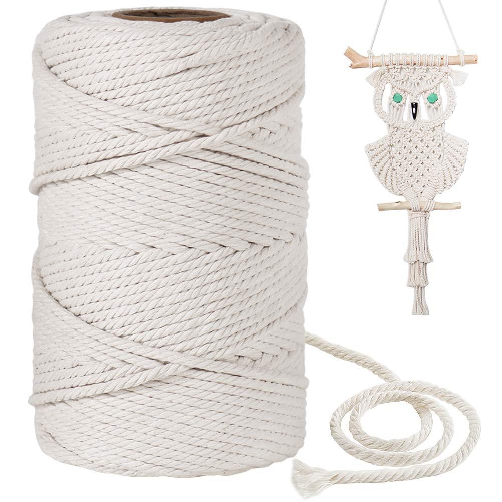 4mm 綿紐,100M 太いマクラメロープ 手芸 壁掛け おもちゃ 盆栽などに (ベージュ)