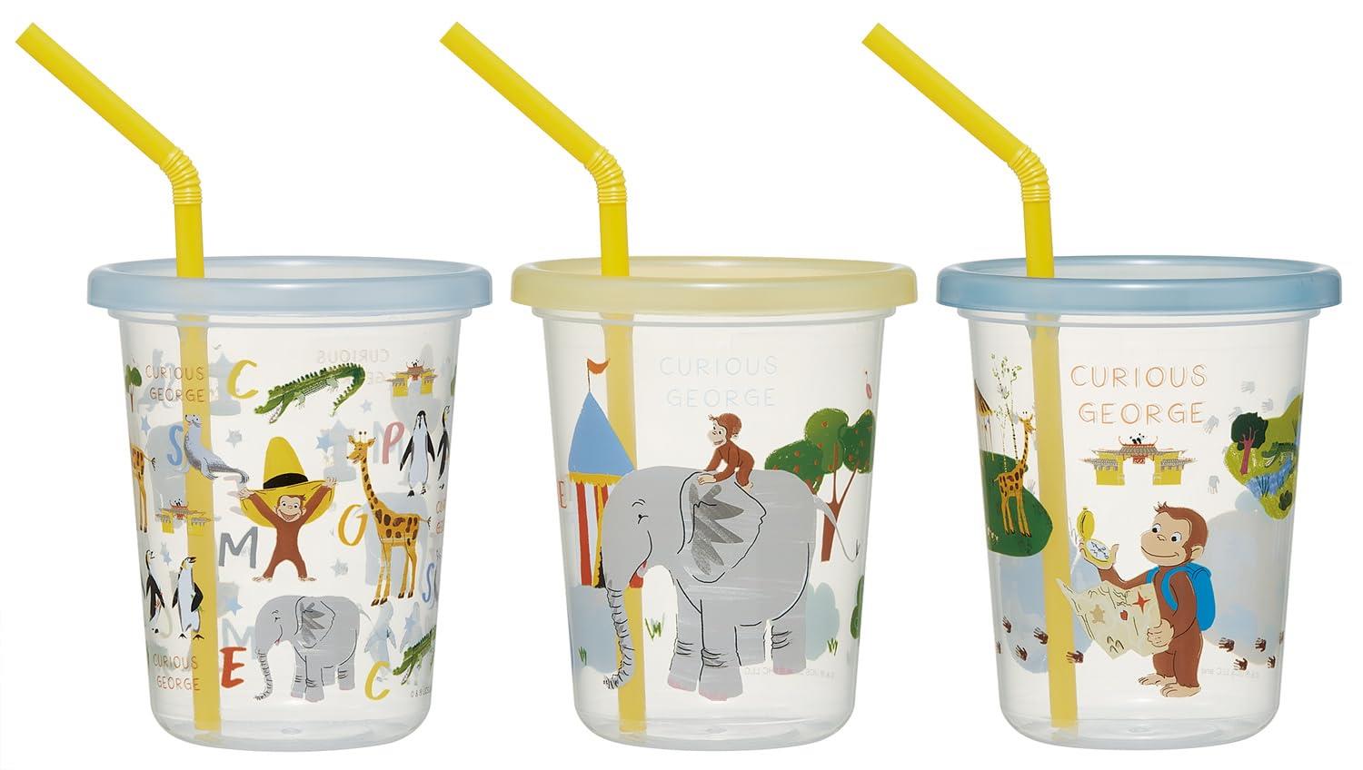 スケーター(Skater) ストロー付 タンブラー 320ml 3個組 日本製 おさるのジョージ 日本製 SIH3ST